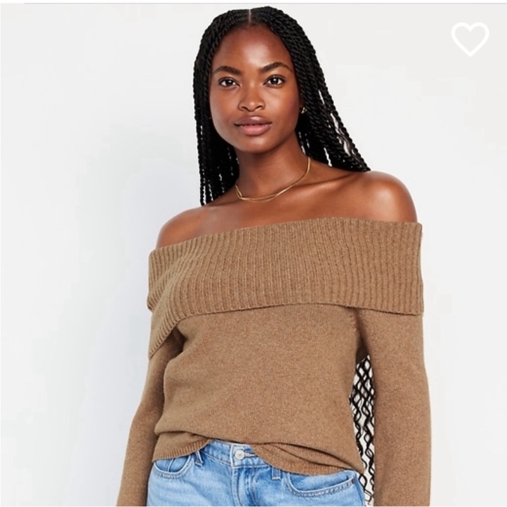 Old Navy off the shoulder tan sweater size small